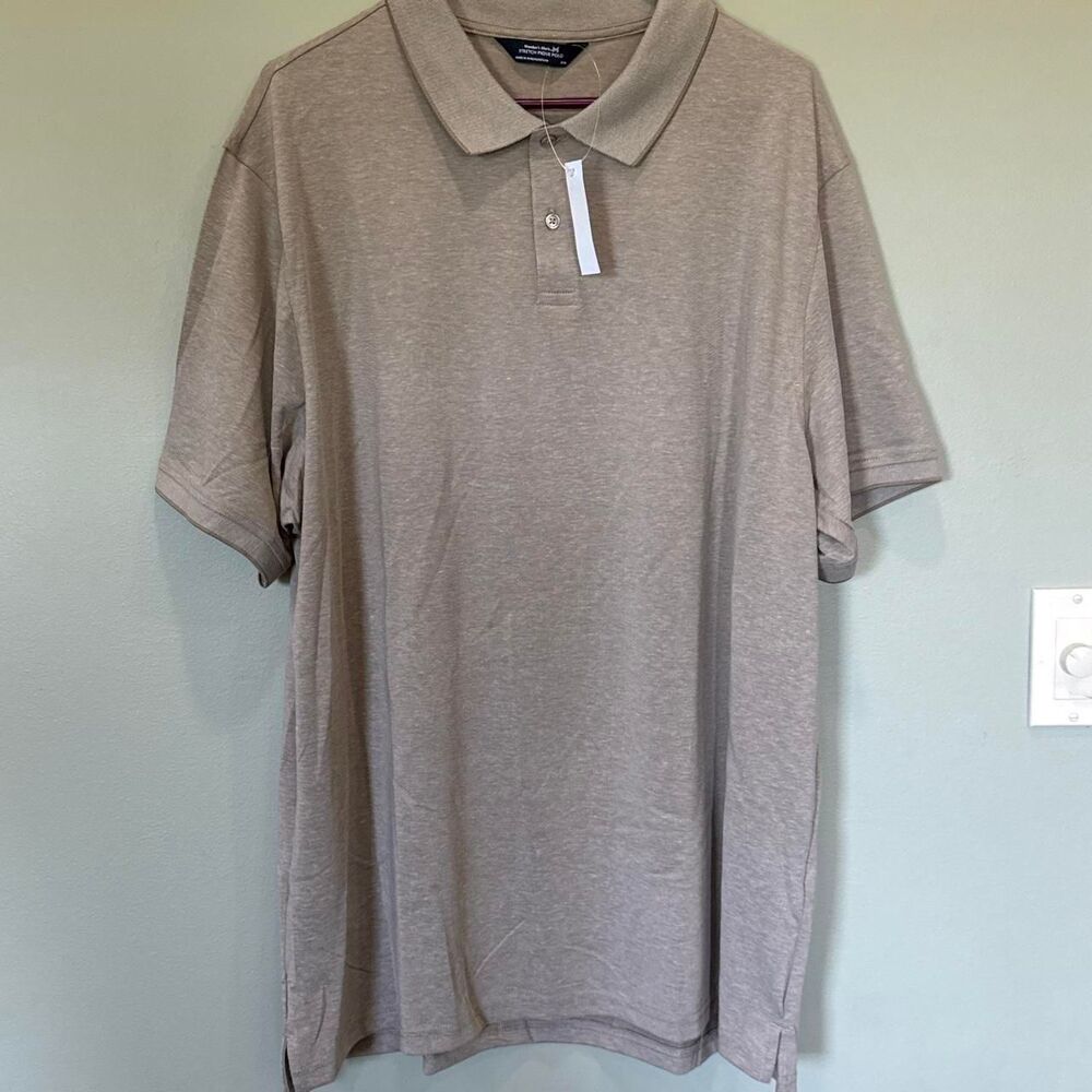 Men's XXL Pique Polo Shirt Beige Neutral NWT